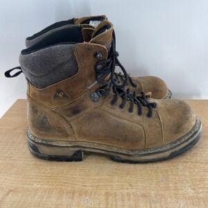 Rocky Combat Boots Mens 11M Brown Ironclad Waterproof Steel Toe Lace Up Leather